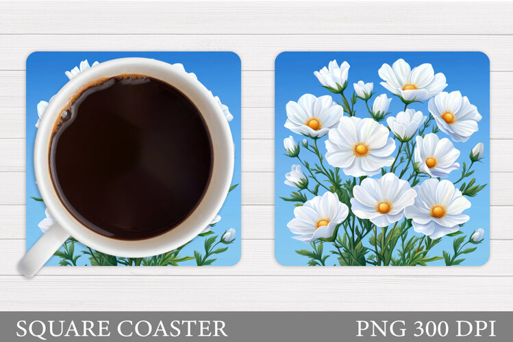 Flowers Coaster Sublimation. Flowers Coaster Design example image 1