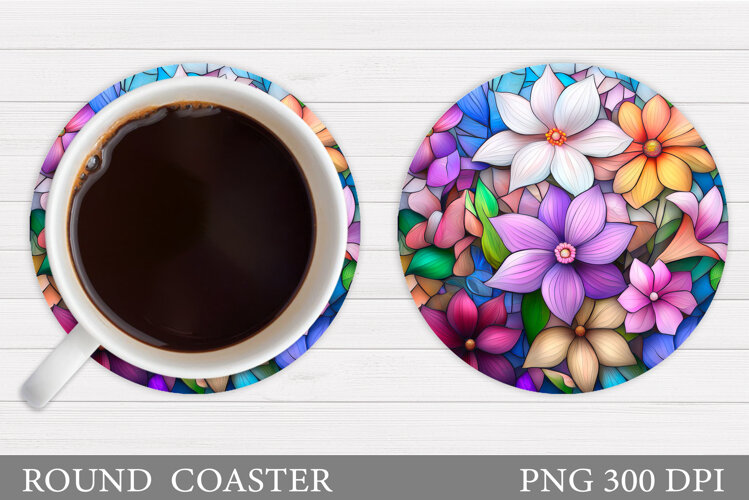 Flowers Coaster Sublimation. Floral Coaster Design example image 1