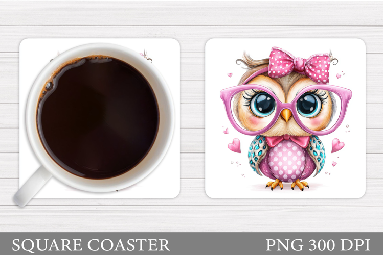 Cute Owl Coaster Design. Cute Owl Sublimation