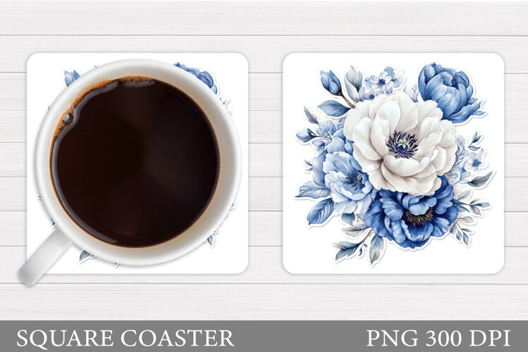Flowers Coaster Sublimation. Floral Coaster Design example image 1