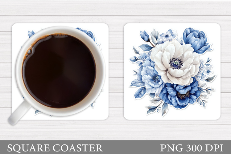Flowers Coaster Sublimation. Floral Coaster Design