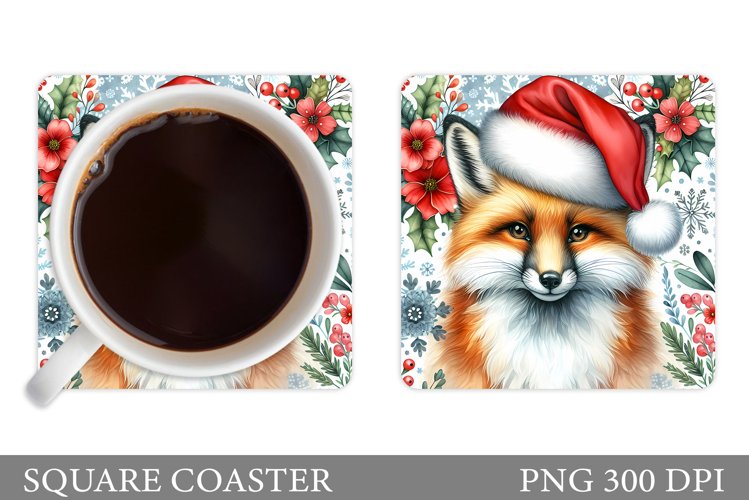 Christmas Fox Coaster. Christmas Coaster Sublimation