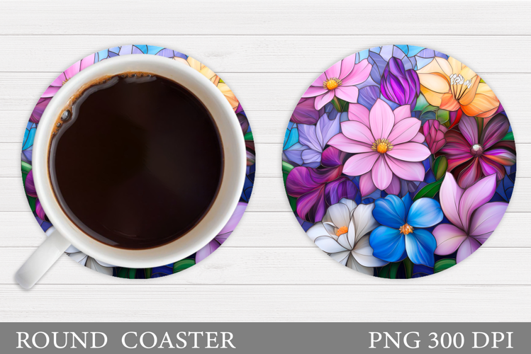 Flowers Round Coaster Sublimation. Flowers Coaster Design