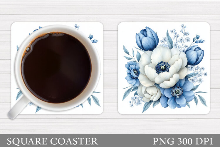 Flowers Coaster Sublimation. Floral Coaster Design example image 1