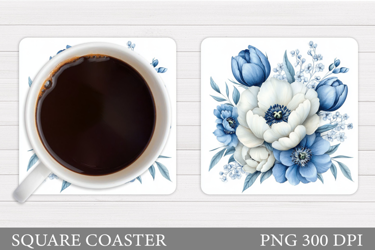 Flowers Coaster Sublimation. Floral Coaster Design