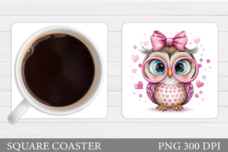 Cute Owl Coaster Design. Cute Owl Sublimation