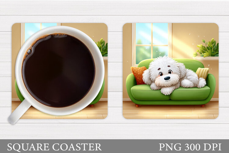 Cute Dog Coaster Sublimation. Cute Dog Sublimation example image 1