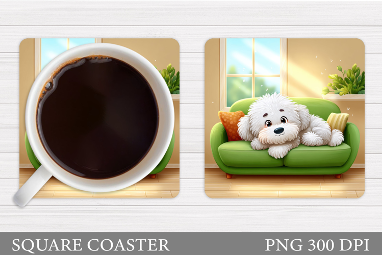 Cute Dog Coaster Sublimation. Cute Dog Sublimation