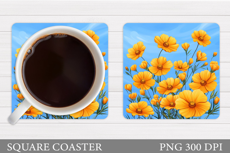 Flowers Coaster Sublimation. Floral Coaster Design