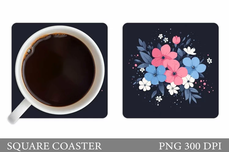 Floral Coaster Design. Flowers Car Coaster Sublimation