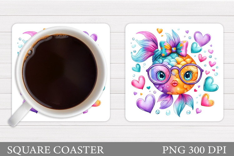Cute Fish Coaster Design. Cute Fish Sublimation