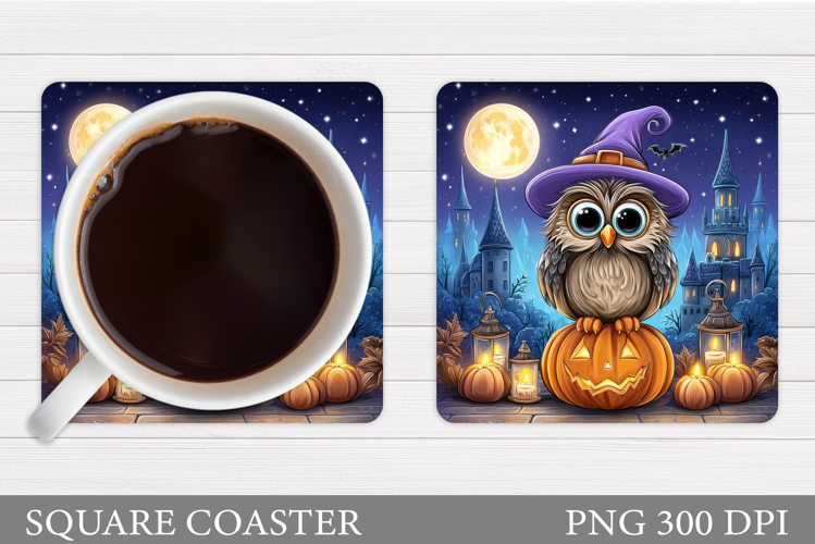 Halloween Owl Coaster Design. Halloween Coaster Sublimation