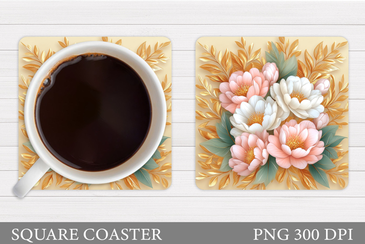 Flowers Coaster Design. Flowers Sublimation