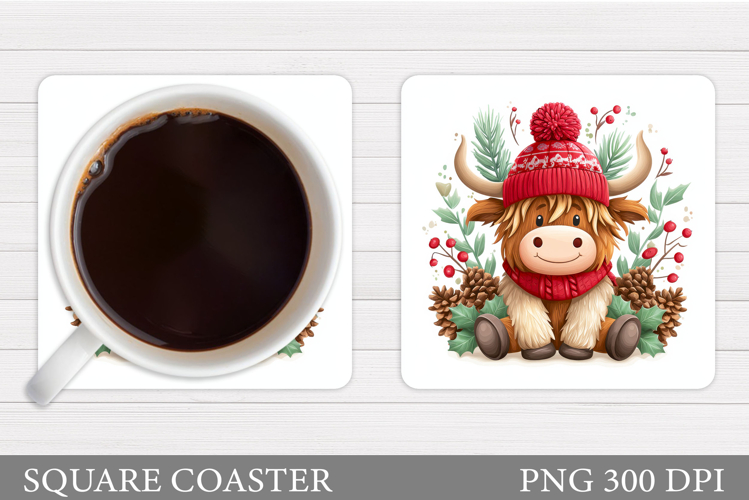 Christmas Cow Coaster. Christmas Cow Coaster Sublimation
