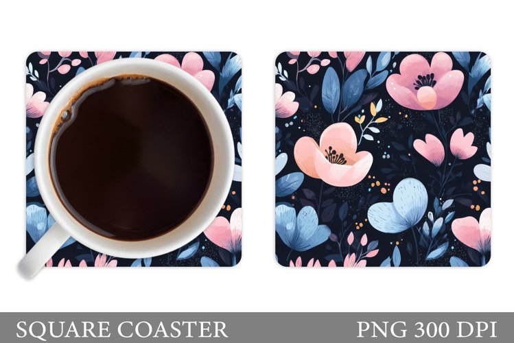 Flowers Coaster Sublimation. Floral Coaster Design example image 1