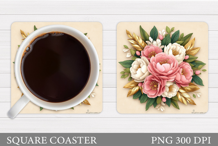 Flowers Coaster Sublimation. Flowers Coaster Design