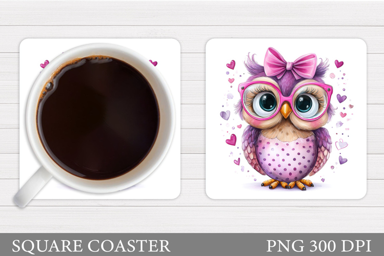 Cute Owl Coaster Design. Cute Owl Sublimation