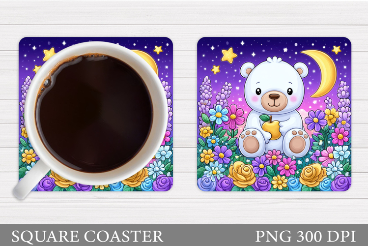 Cute Bear Coaster Design. Cute Bear Sublimation