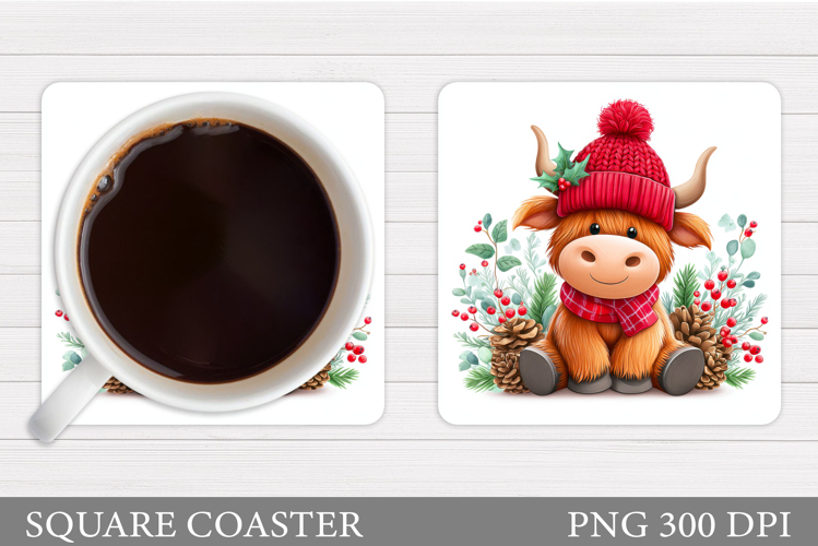 Christmas Cow Coaster. Christmas Cow Coaster Sublimation