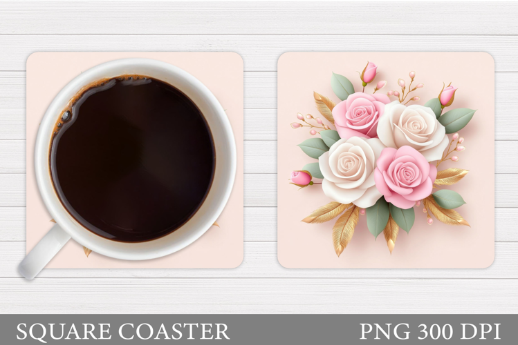 Roses Coaster Sublimation. Flowers Coaster Design