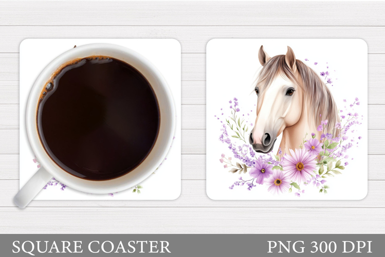 Cute Horse Coaster Design. Horse Flowers Coaster