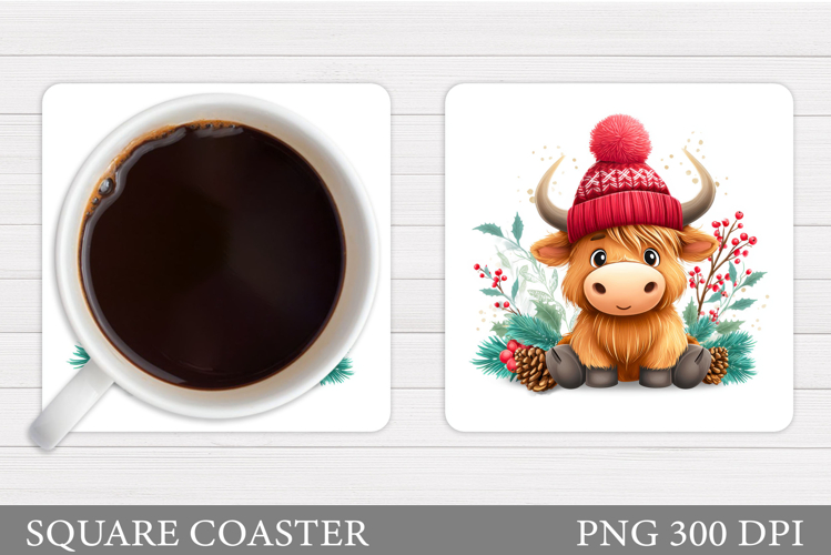 Christmas Cow Coaster. Christmas Cow Coaster Sublimation