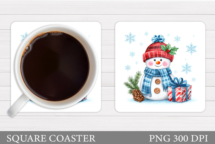 Cute Snowman Coaster Design. Christmas Coaster Sublimation
