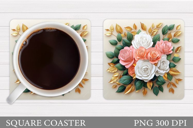 Roses Coaster Sublimation. Flowers Coaster Design