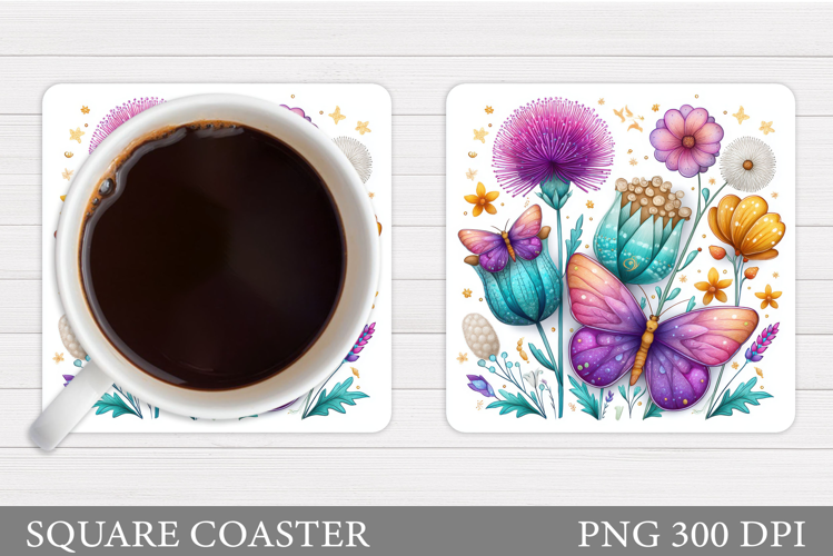 Butterflies Coaster Design. Butterflies Sublimation