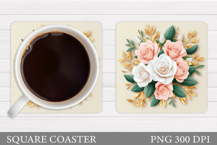 Roses Coaster Sublimation. Flowers Coaster Design