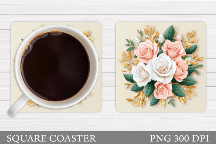 Roses Coaster Sublimation. Flowers Coaster Design