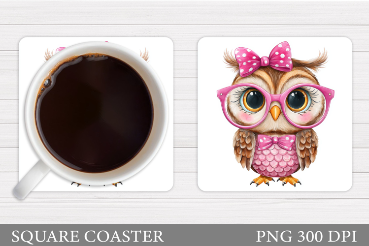 Cute Owl Coaster Design. Cute Owl Sublimation