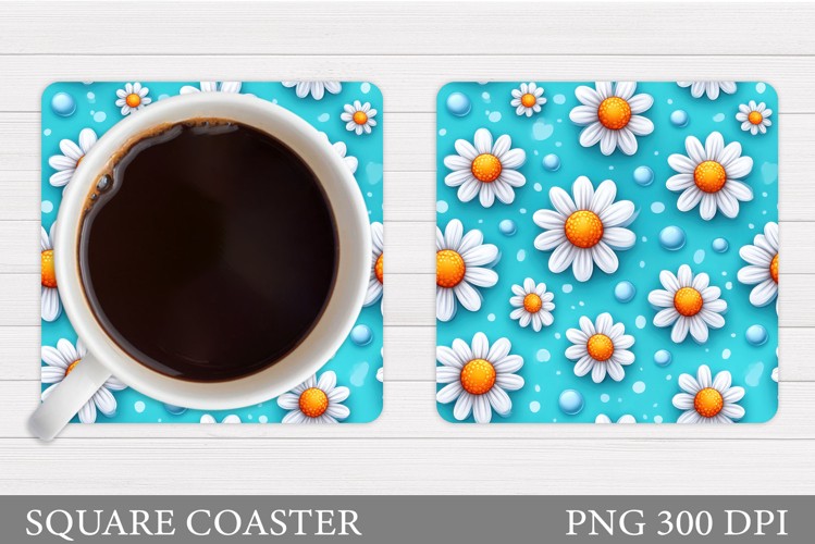 Daisy Flowers Coaster Design. Flowers Sublimation