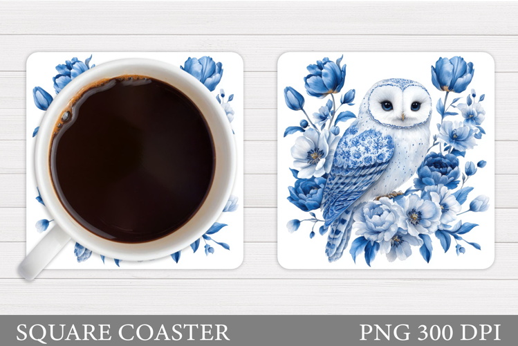 Owl Coaster Design. Owl Flowers Coaster Sublimation
