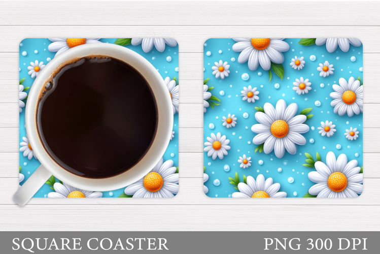 Daisy Flowers Coaster Design. Flowers Sublimation