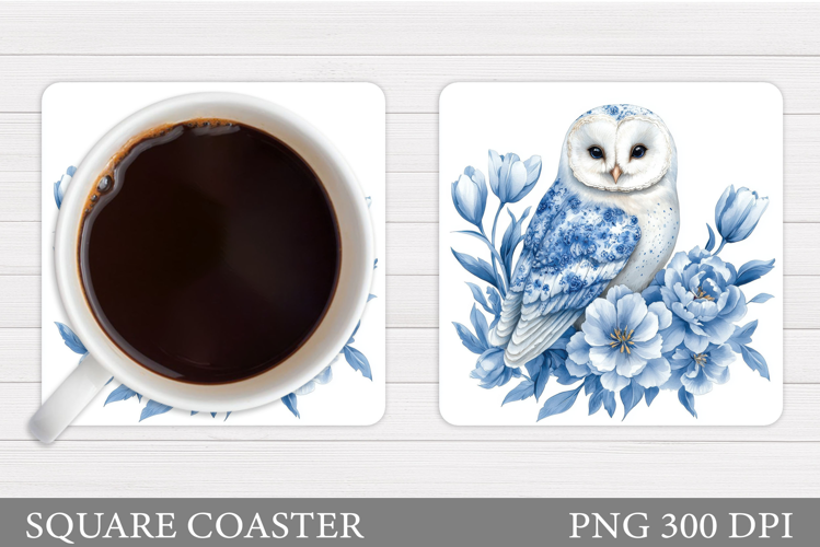 Owl Coaster Design. Owl Flowers Coaster Sublimation