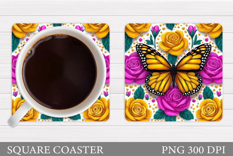 Butterflies Coaster Sublimation. Butterfly Coaster Design