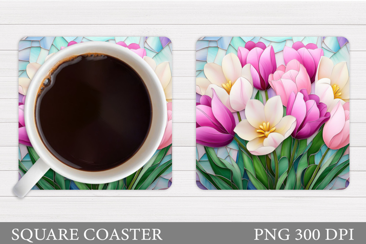 Tulips Coaster Design. Flowers Coaster Sublimation