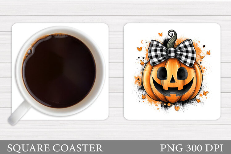 Halloween Pumpkin Coaster. Halloween Coaster Sublimation example image 1