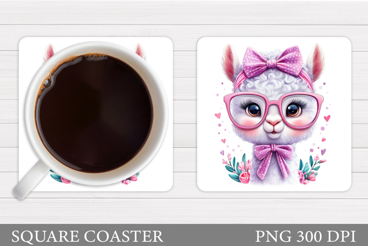 Cute Lama Coaster Design. Cute Lama Sublimation