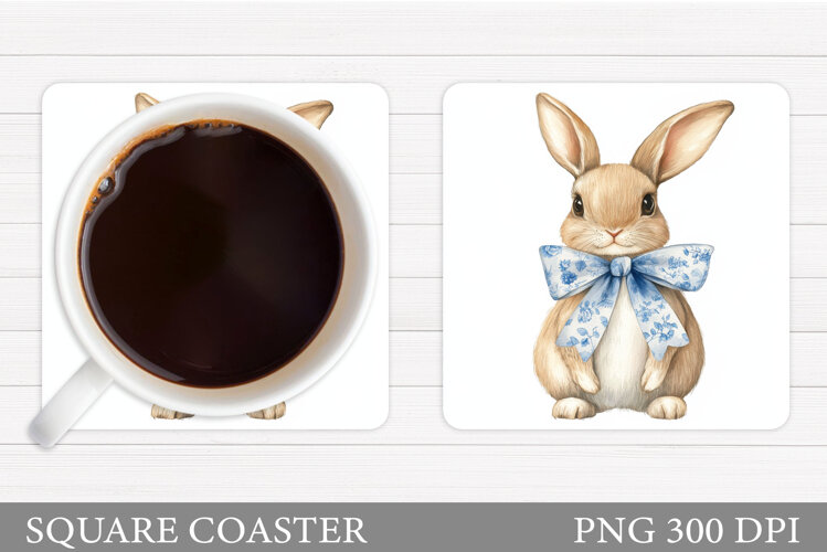 Cute Bunny Coaster Design. Cute Bunny Sublimation example image 1