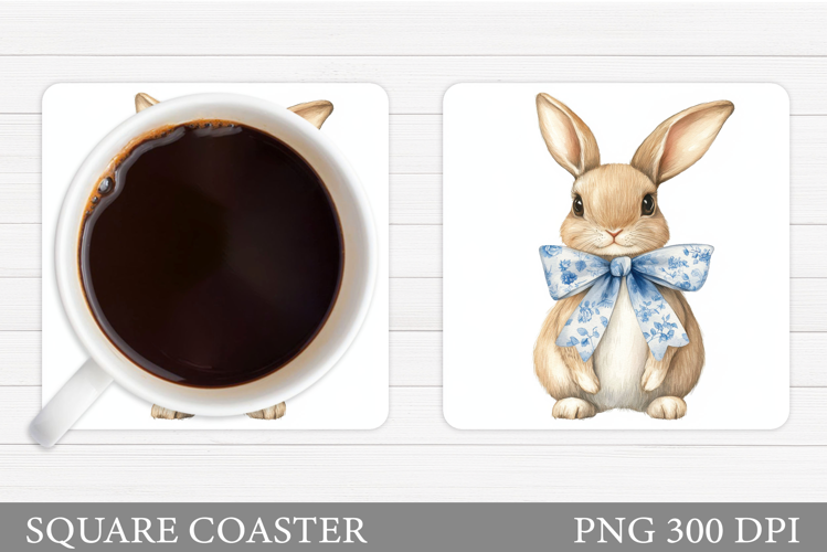 Cute Bunny Coaster Design. Cute Bunny Sublimation