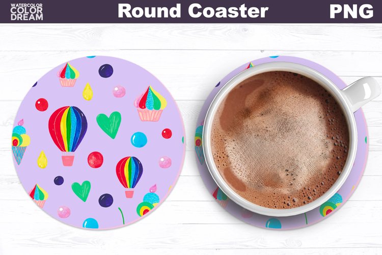 Rainbow Air Ballon Coaster | Car Coaster Sublimation example image 1