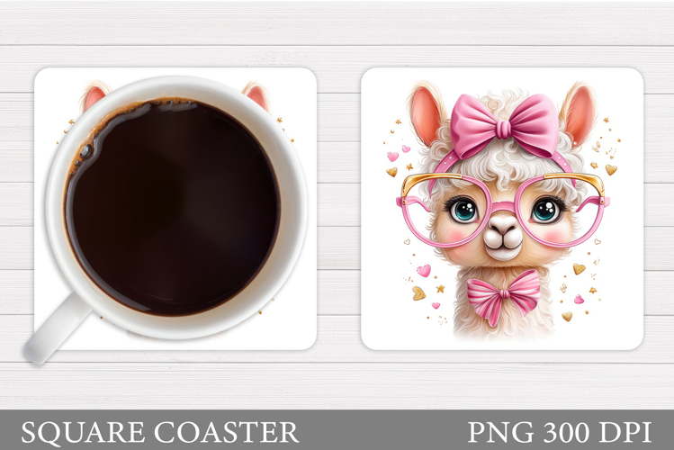 Cute Lama Coaster Design. Cute Lama Sublimation
