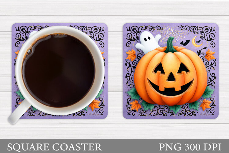 Halloween Pumpkin Coaster. Halloween Coaster Sublimation example image 1