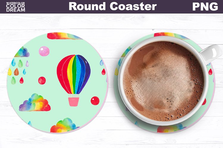 Rainbow Air Ballon Coaster | Car Coaster Sublimation example image 1