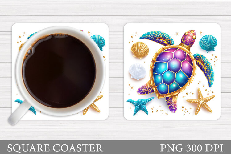 Sea Turtle Coaster Design. Turtle Coaster Sublimation example image 1