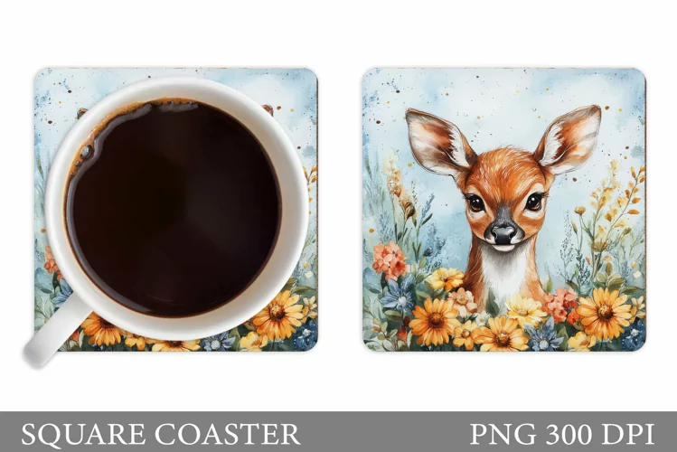 Deer Coaster Sublimation. Cute Deer Coaster Sublimation