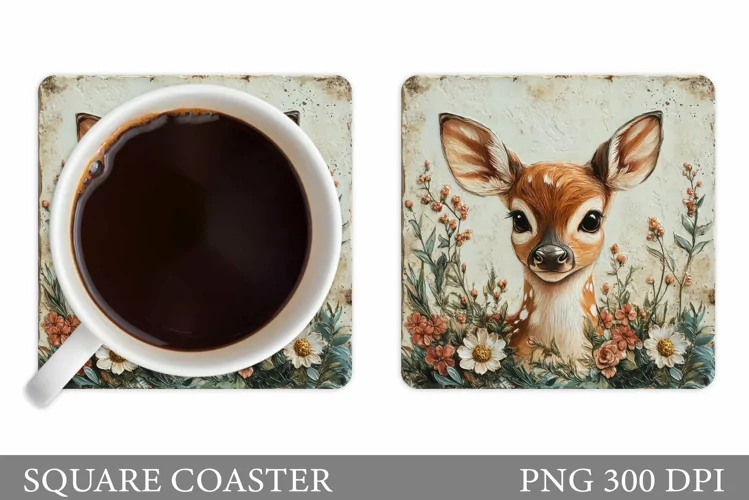 Deer Coaster Sublimation. Cute Deer Coaster Sublimation