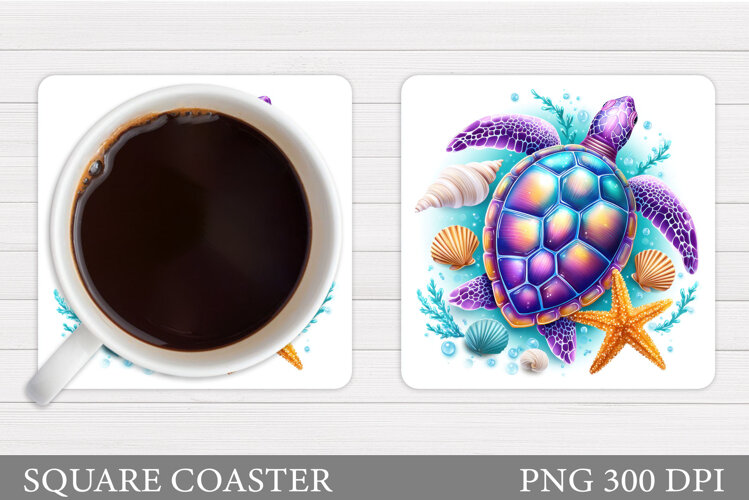 Sea Turtle Coaster Design. Turtle Coaster Sublimation example image 1